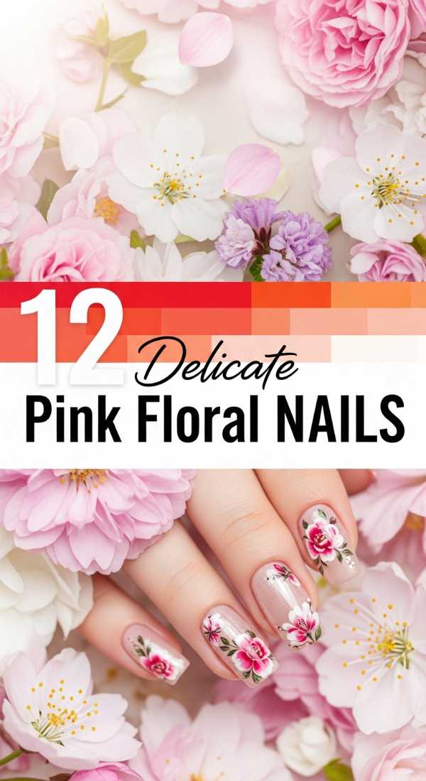 12 Delicate Pink Floral NAILS