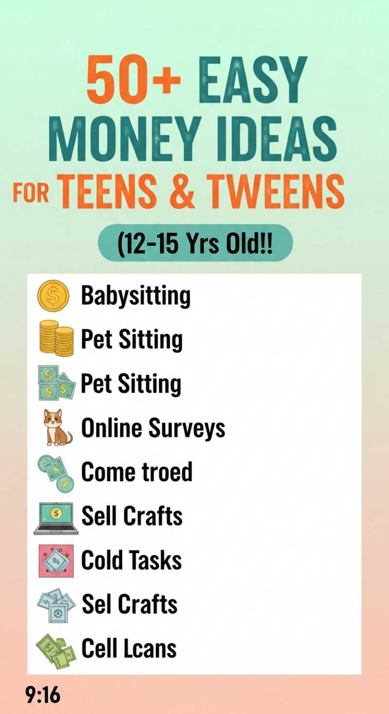 50+ Easy Money Ideas for Teens & Tweens (12-15 Yrs Old)