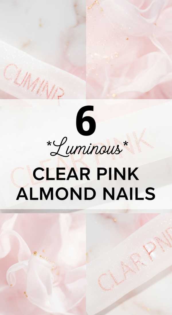 6 *Luminous* CLEAR PINK ALMOND NAILS