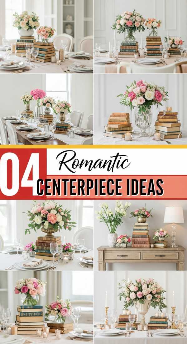 8 Romantic Centerpiece Ideas: Books & Blooms Edition