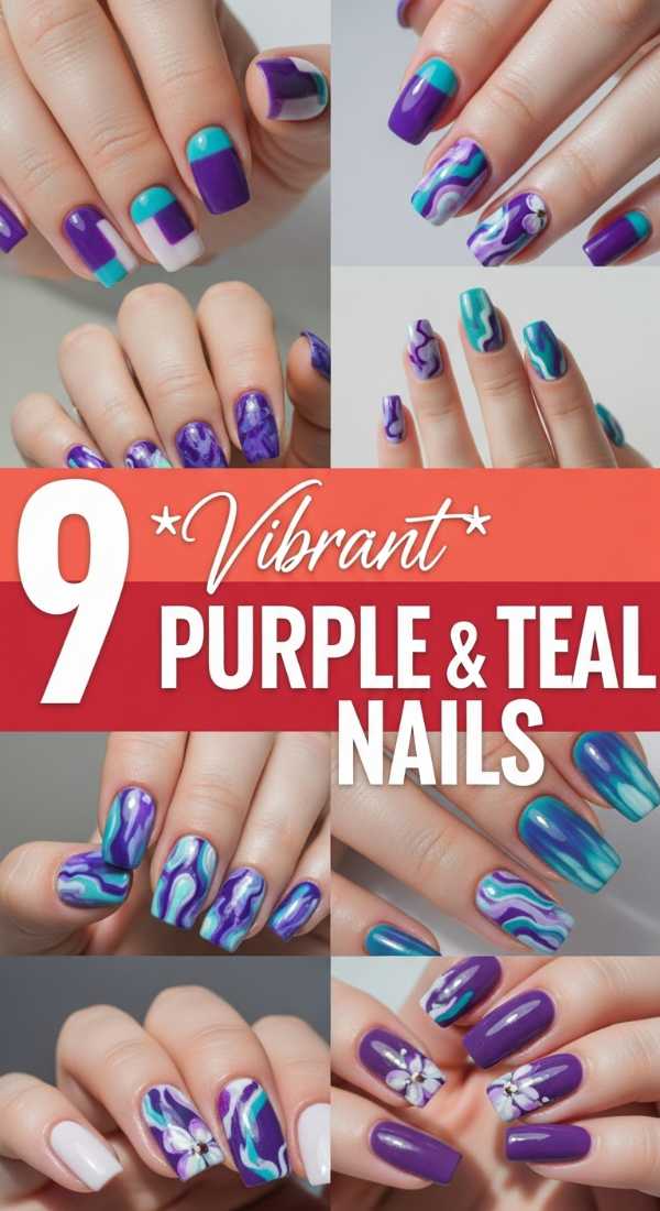 9 Vibrant Purple & Teal Nails