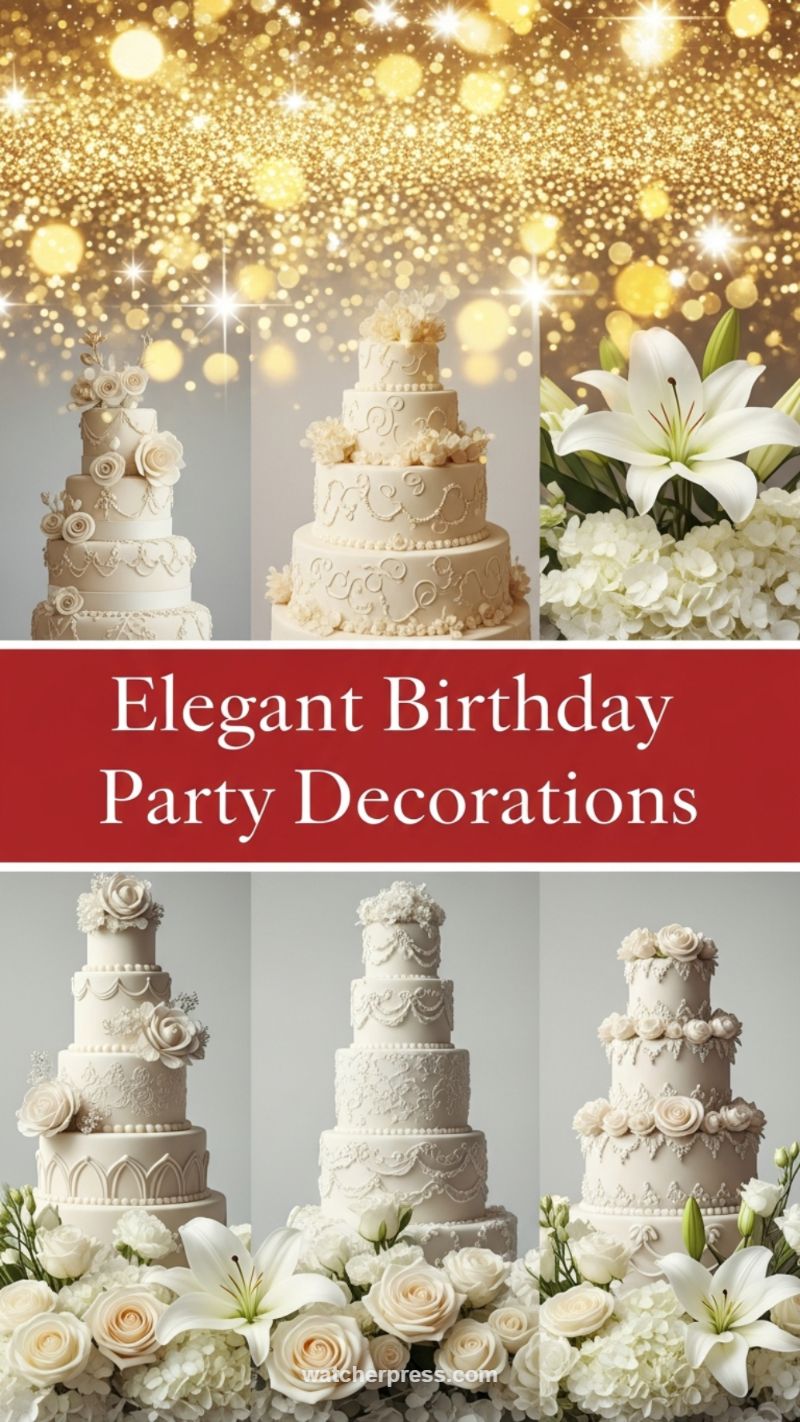 Elegant All-White Birthday Tiers