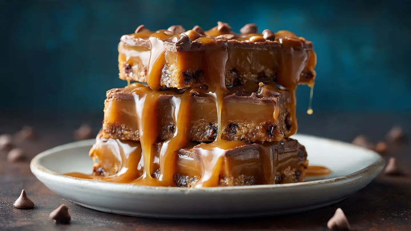 Gooey Knock You Naked Bars with Caramel and Chocolate