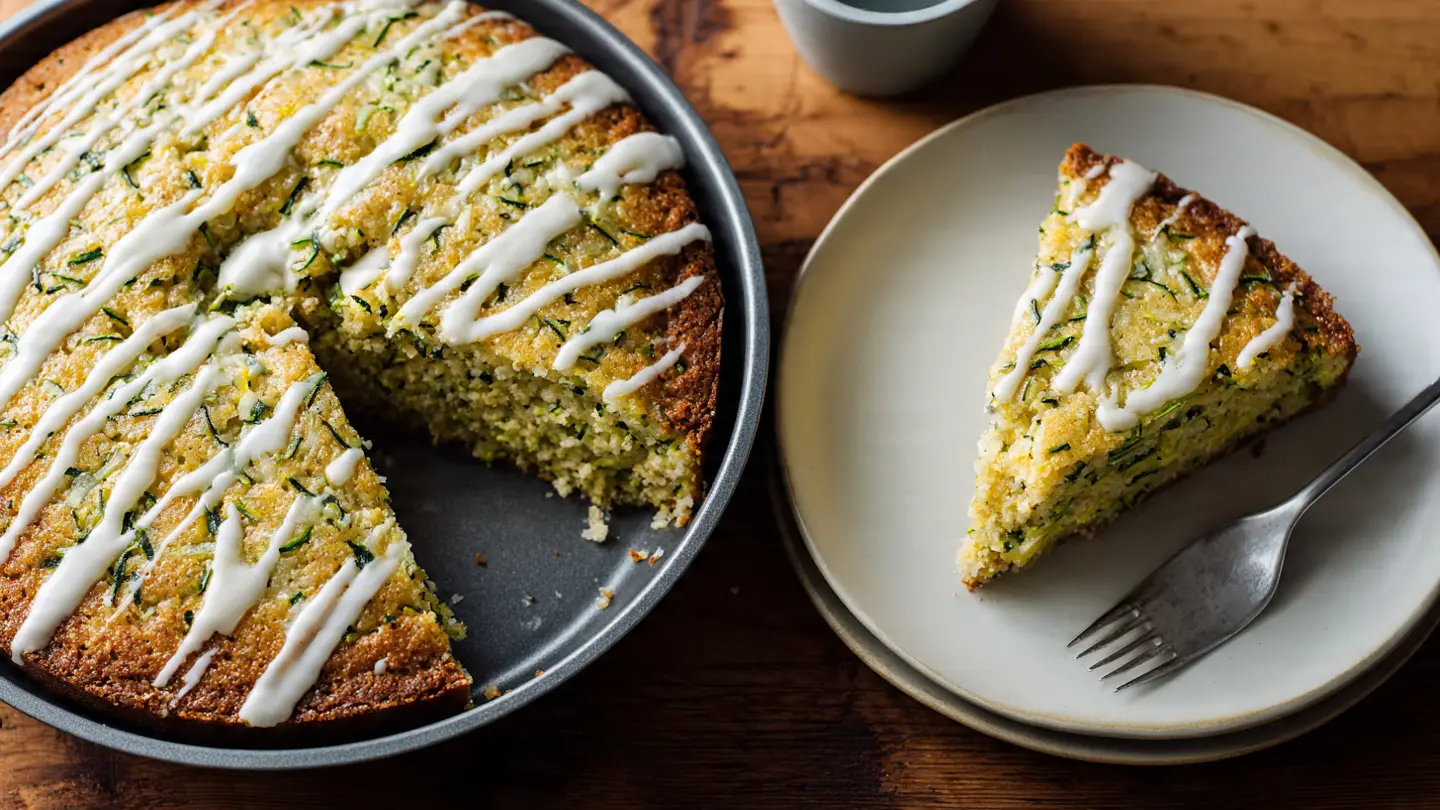 Healthy Baked Zucchini Cake with a Creamy Vanilla Glaze