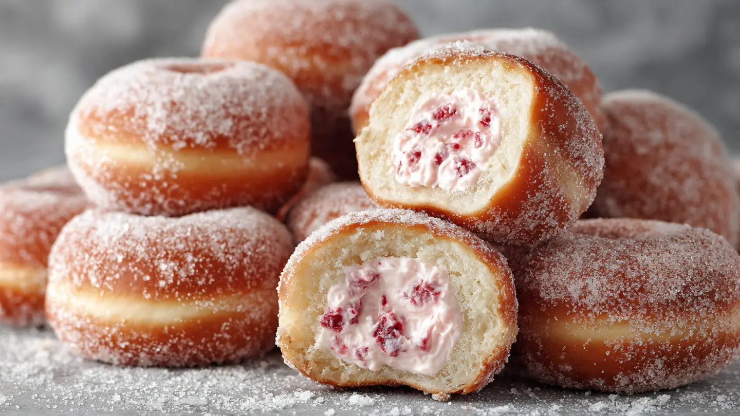 Strawberry Cheesecake Stuffed Donuts