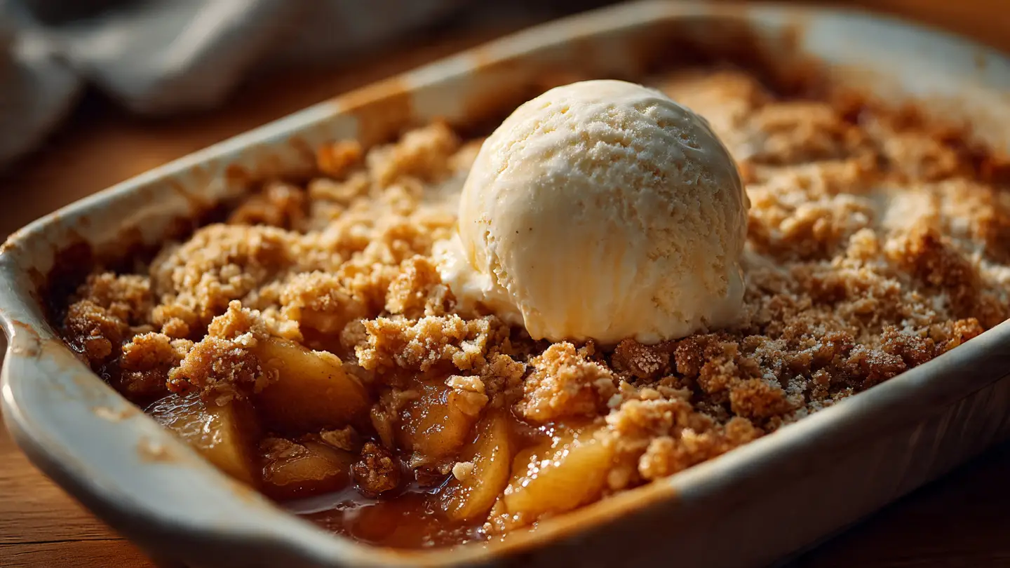 Warm Apple Crisp with a Streusel Topping