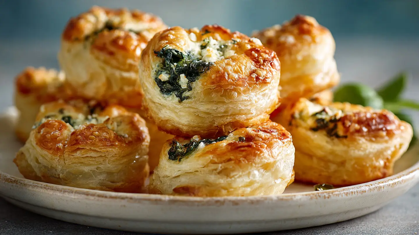 Best Ever Flaky Puff Pastry Bites with Spinach and Feta