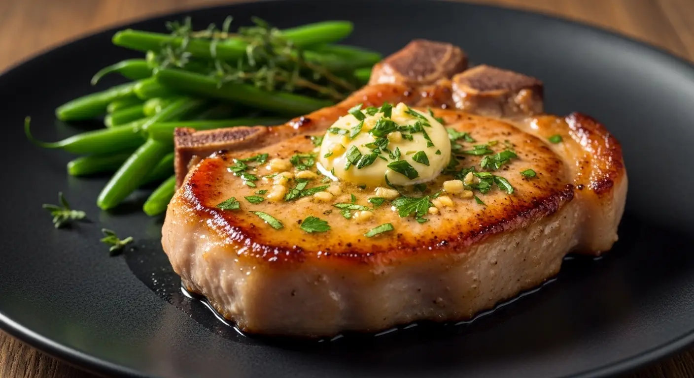15 Minute Pan Seared Garlic Butter Pork Chops