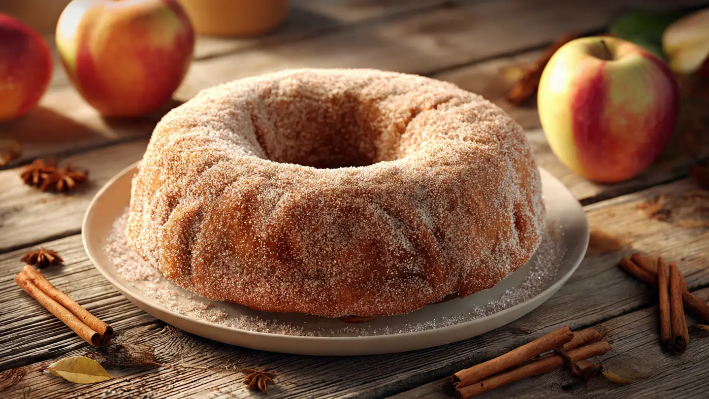 Cozy Apple Cider Donut Cake with Cinnamon Sugar