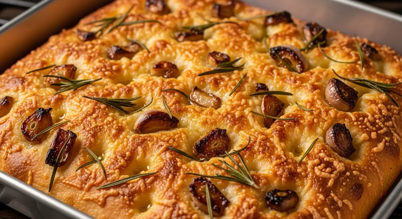 Crispy and Cheesy Garlic Parmesan Focaccia