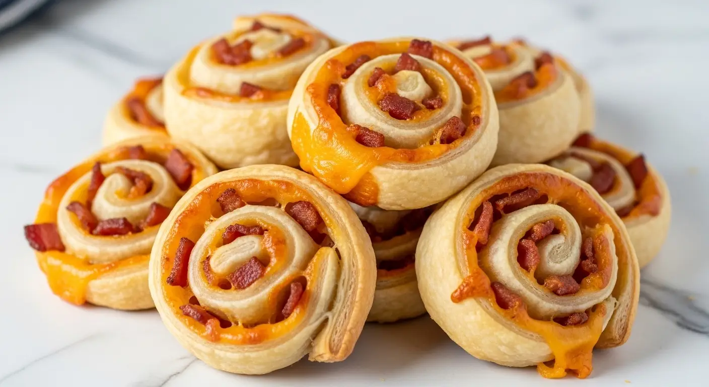Best Ever Flaky Puff Pastry Pinwheels with Bacon and Cheese