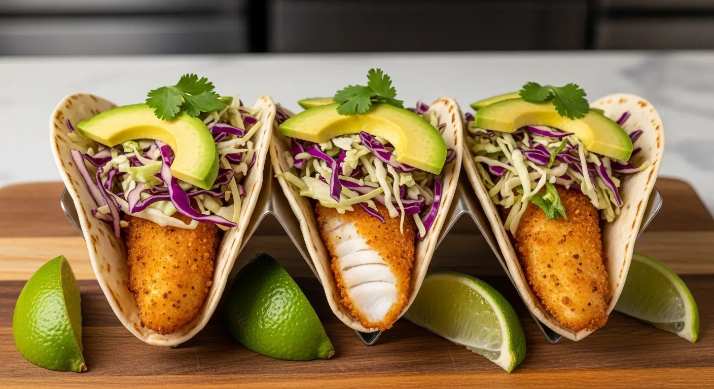 Crispy Air Fryer Fish Tacos with a Tangy Cabbage Slaw