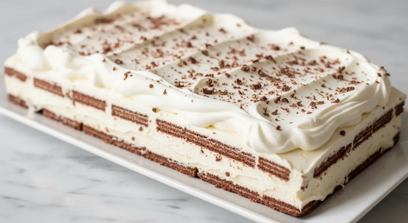 No-Bake Chocolate Icebox Cake with Wafer Layers