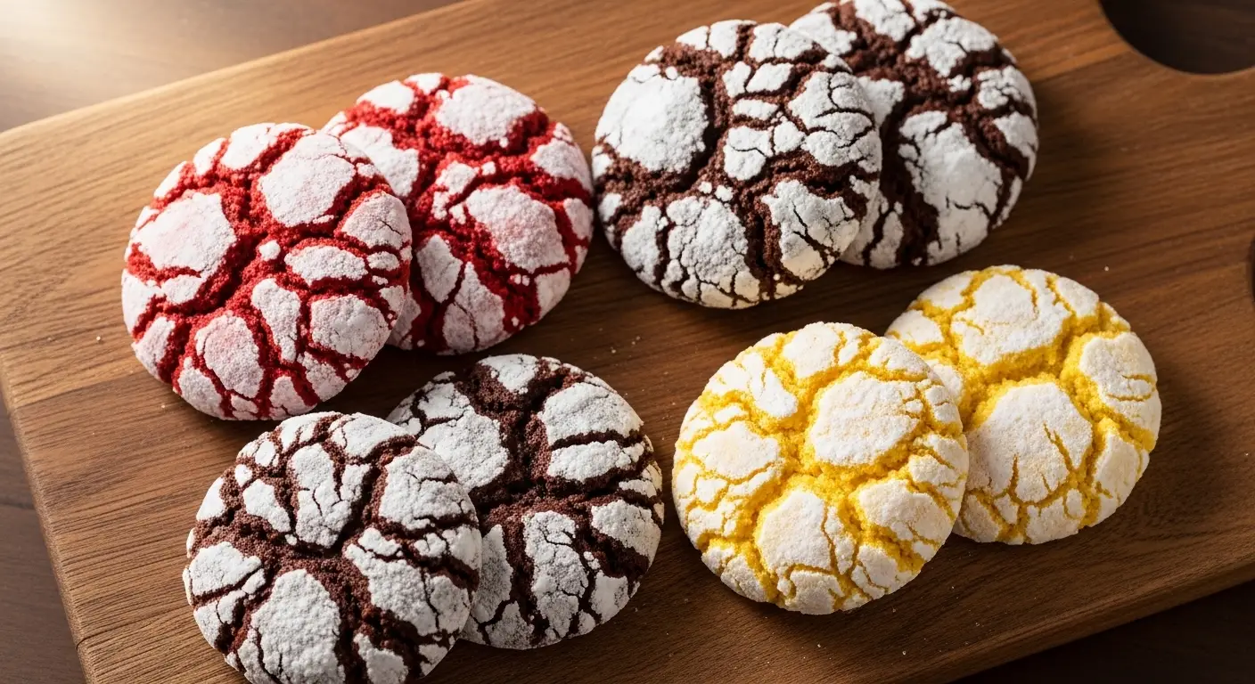 Festive Red Velvet Crinkle Cookies