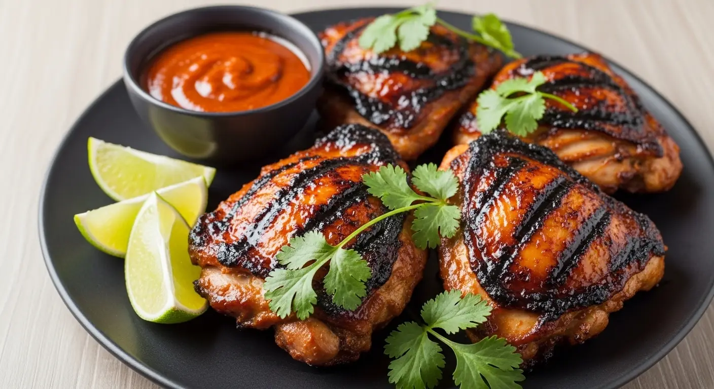 Authentic Thai Red Curry Grilled Chicken Thighs with Lime