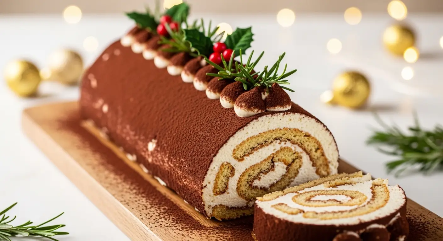 Authentic Italian Tiramisu Yule Log for a Showstopping Holiday