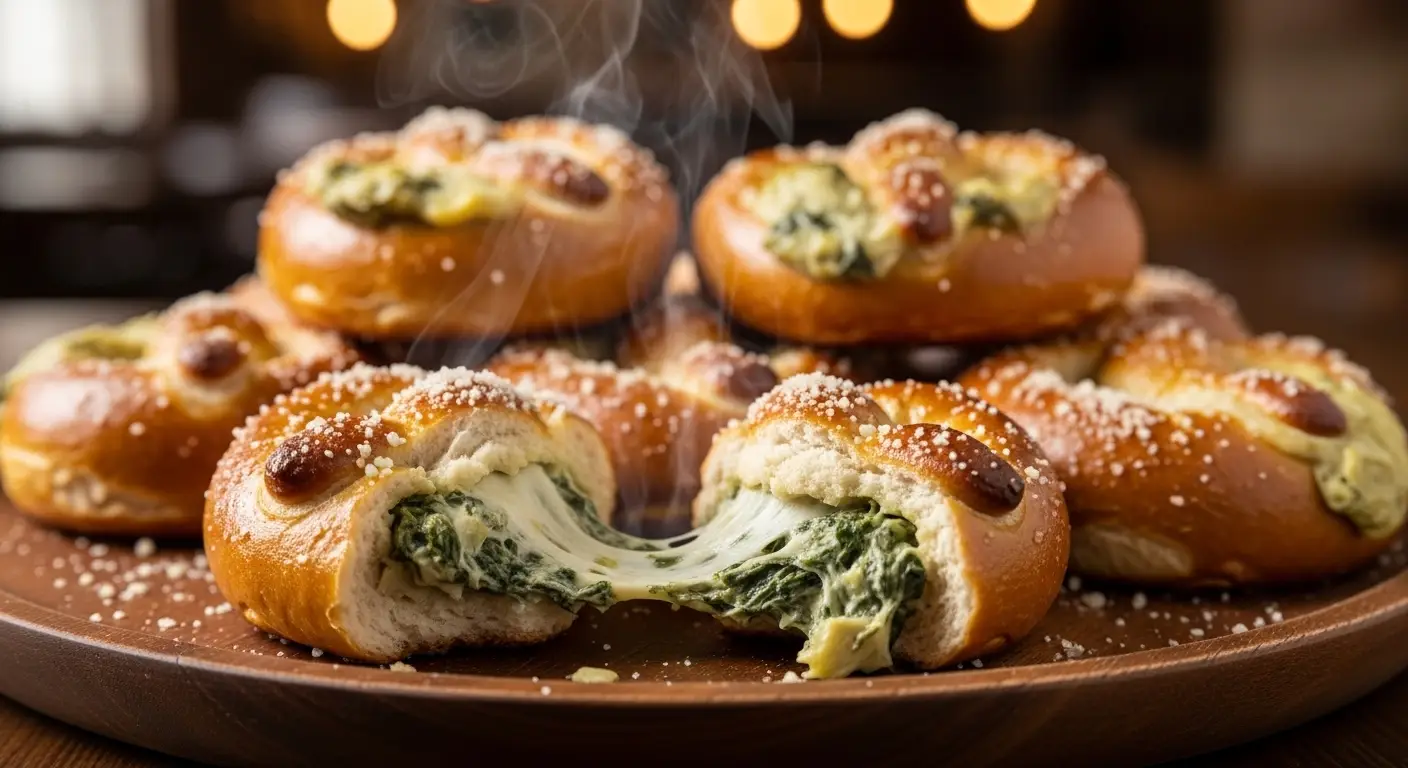 Savory Spinach and Artichoke Stuffed Pretzels for Game Day