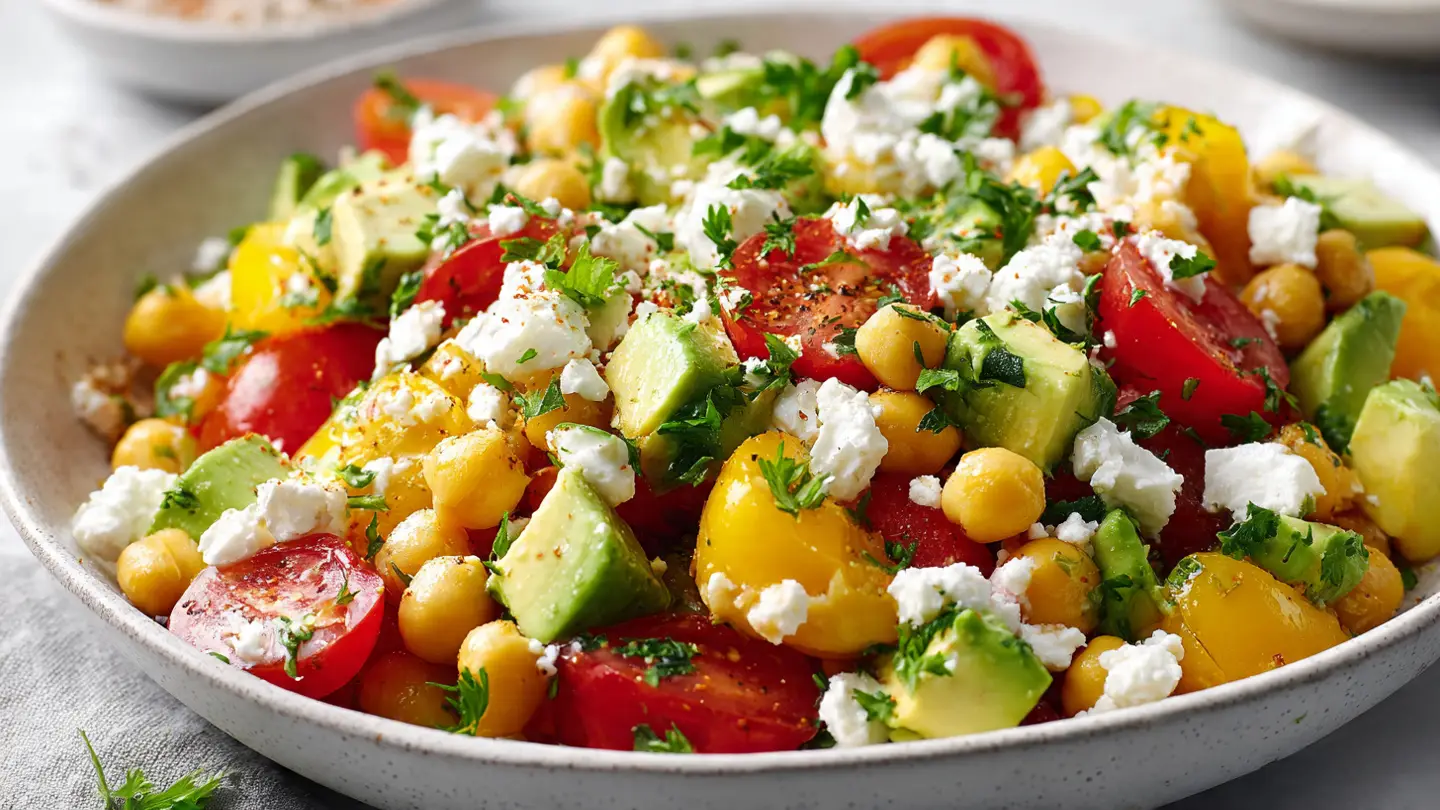 Chickpea Feta Avocado Salad