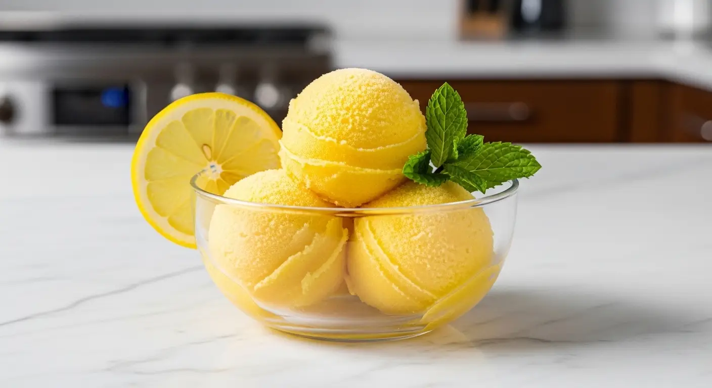 Refreshing Lemon Sorbet Made with Just Three Ingredients