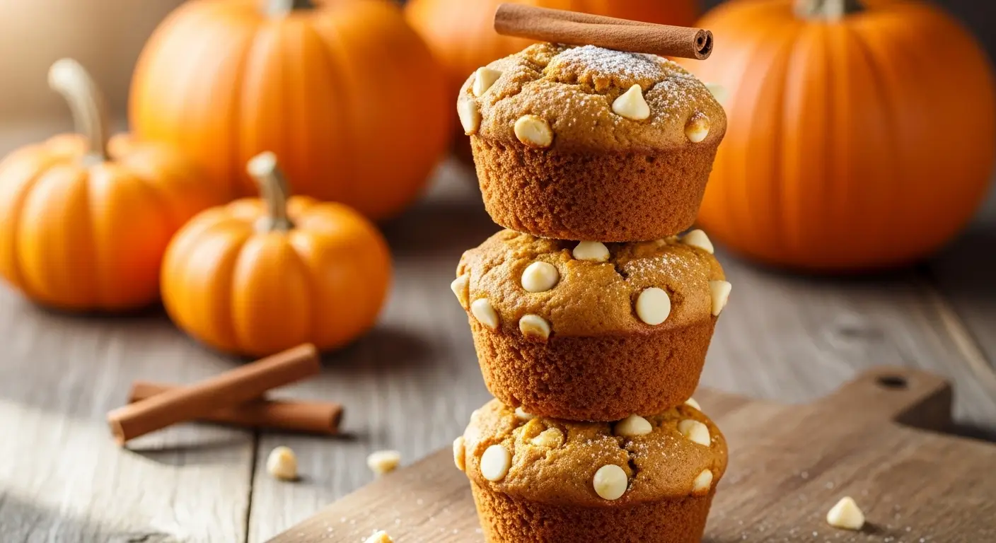 Healthy Pumpkin White Chocolate Chip Muffins for Fall