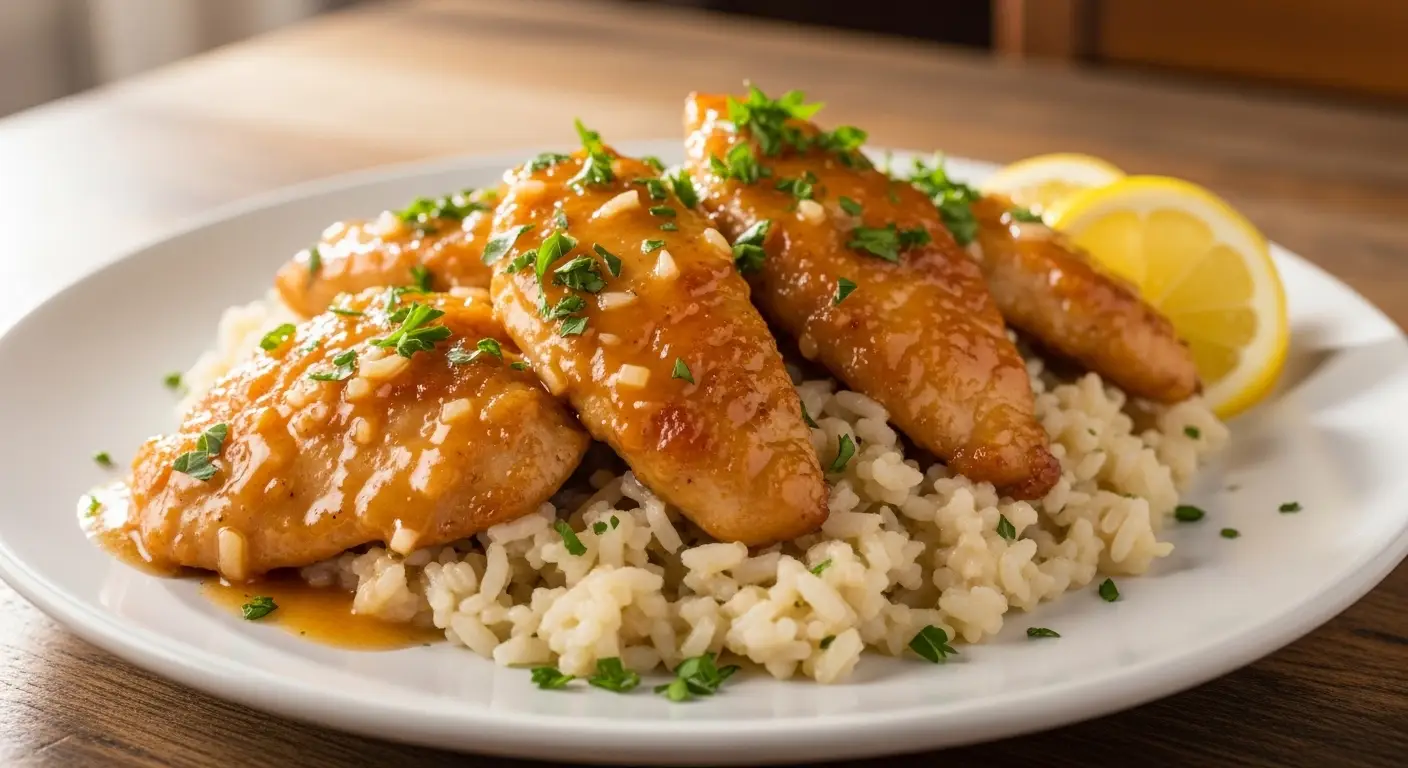 Chicken Scampi with Garlic Parmesan Rice