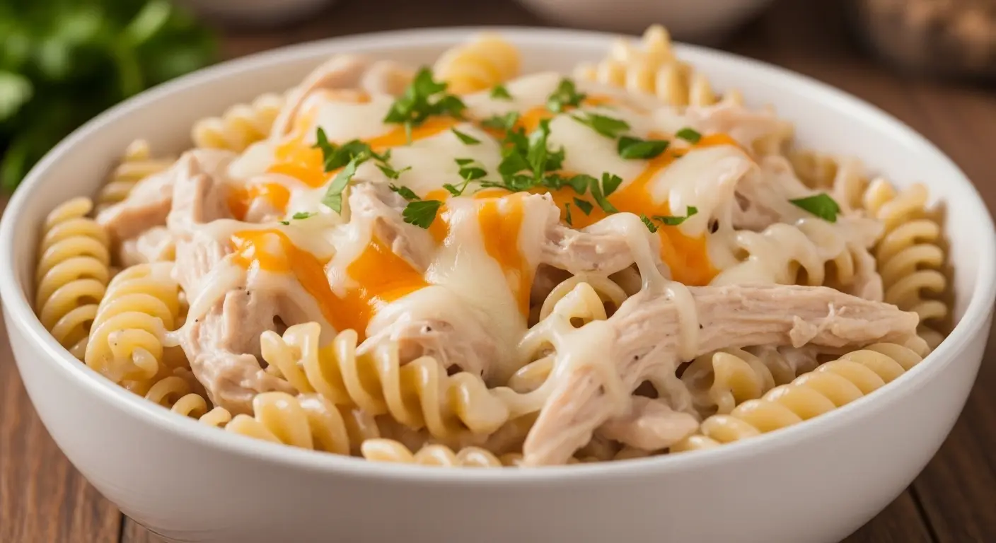 Crockpot Garlic Parmesan Chicken Pasta
