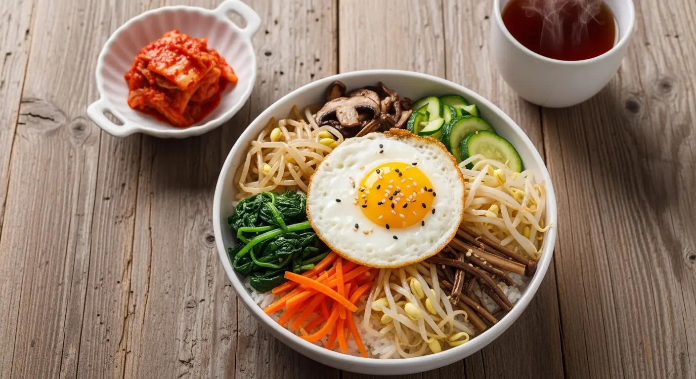 Authentic Korean Veggie Fried Rice with a Concisely Crispy Fried Egg