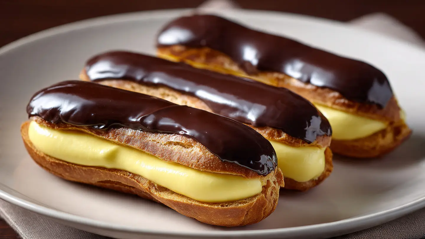 Elegant Chocolate Eclairs with Pastry Cream