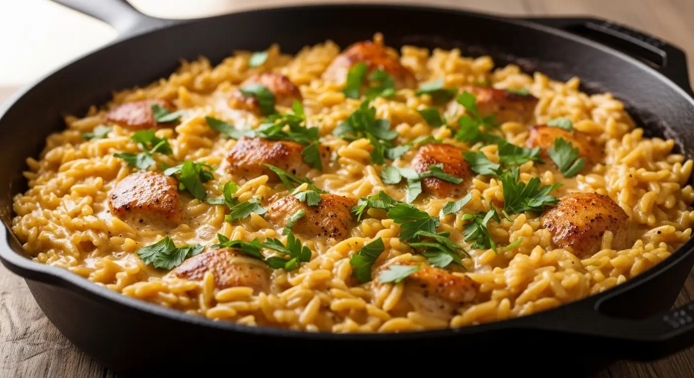 Million Dollar Chicken Orzo with a Rich Parmesan Glaze