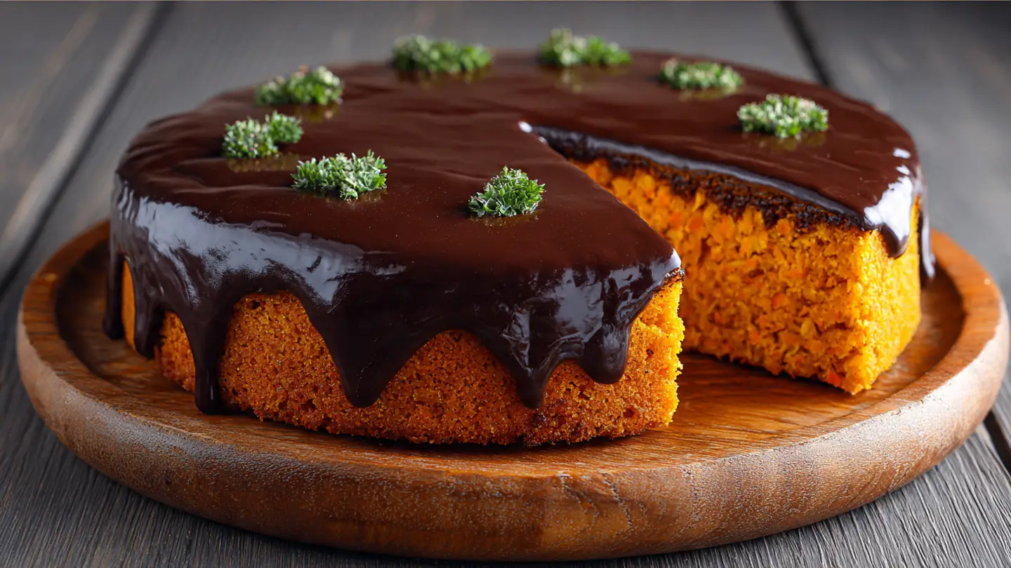 Authentic Brazilian Carrot Cake with Chocolate Glaze