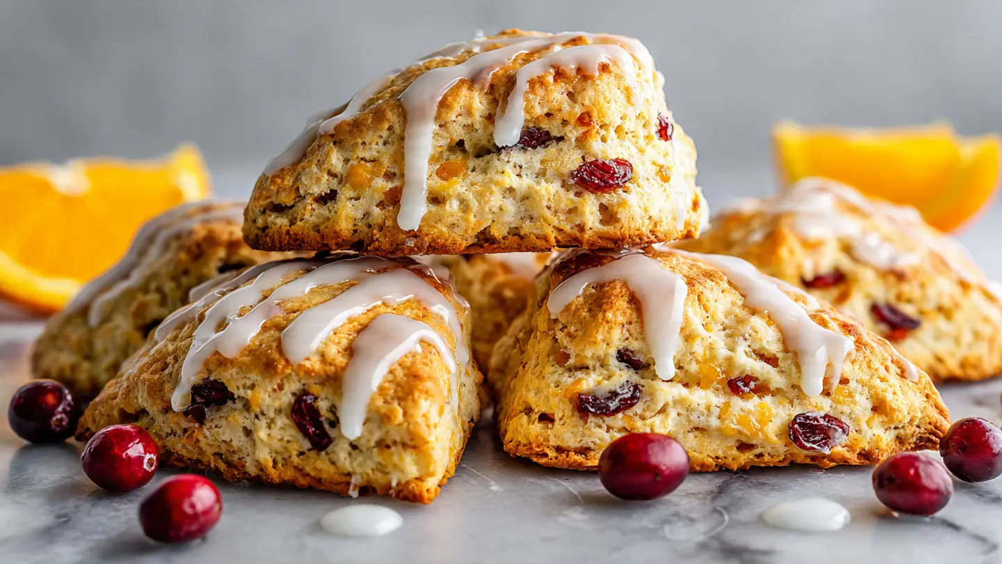 Cranberry Orange Scones with a Zesty Glaze