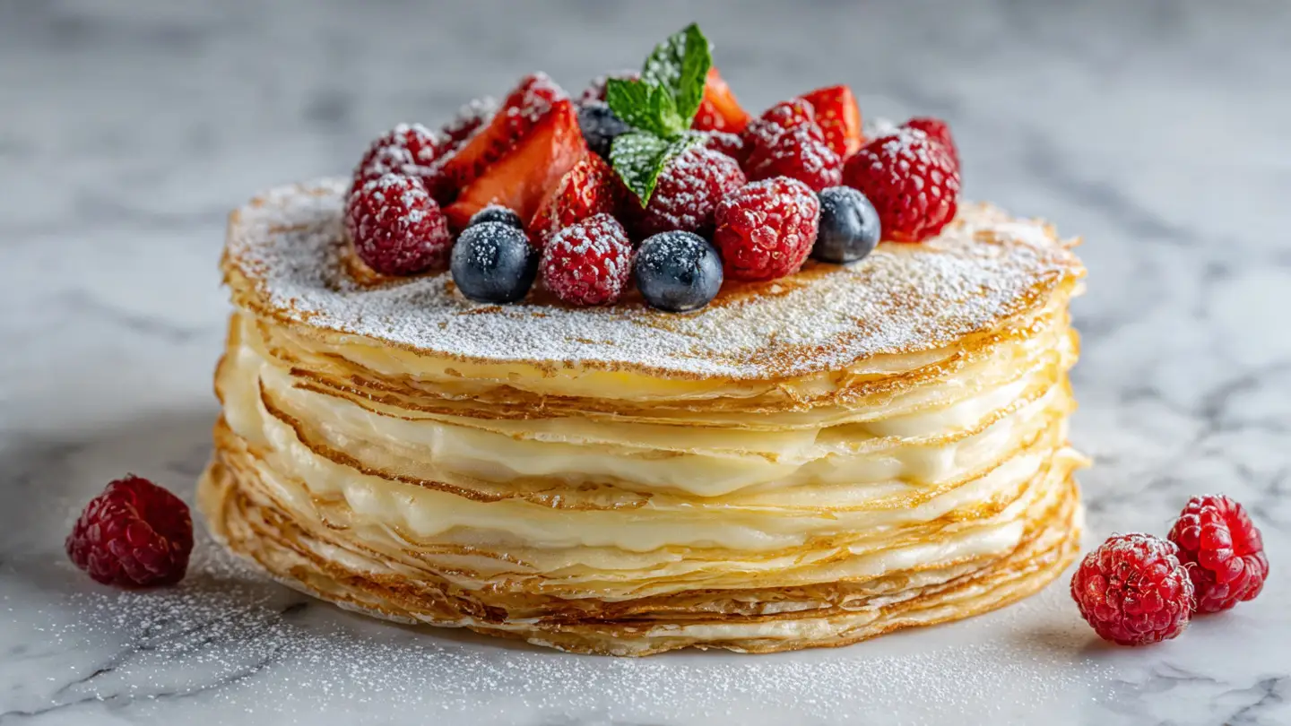 Impressive Mille Crepe Cake with Layers of Cream