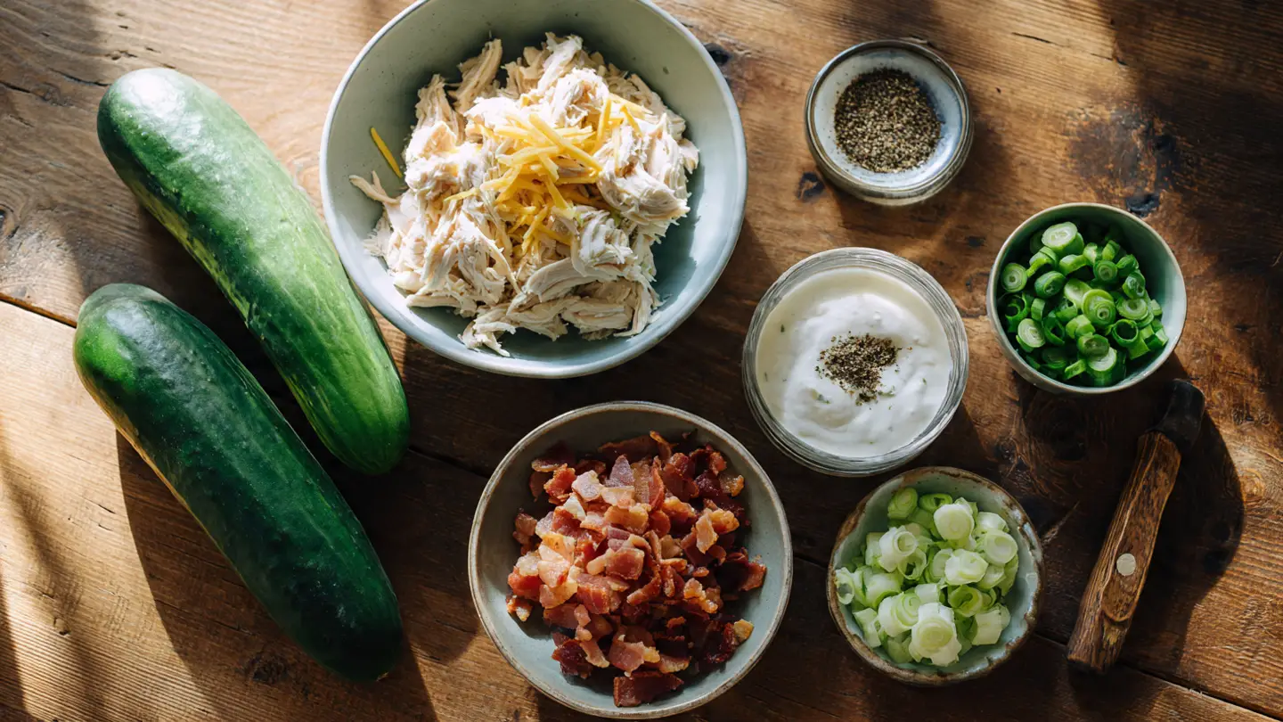 Bacon Ranch Chicken Salad Cucumber Boats
