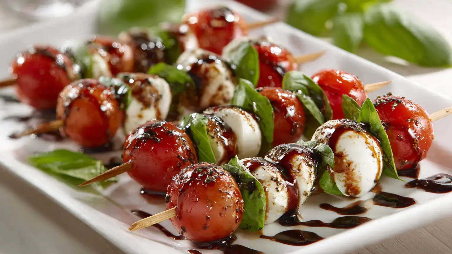 Caprese Skewers with Balsamic Glaze