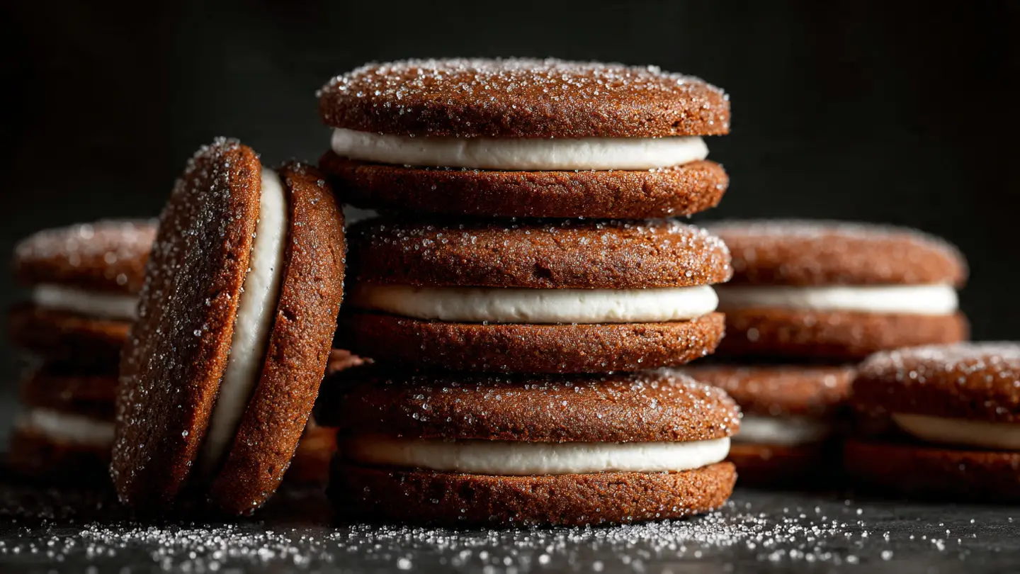 Gingerbread Sandwich Cookies with Lemon Filling