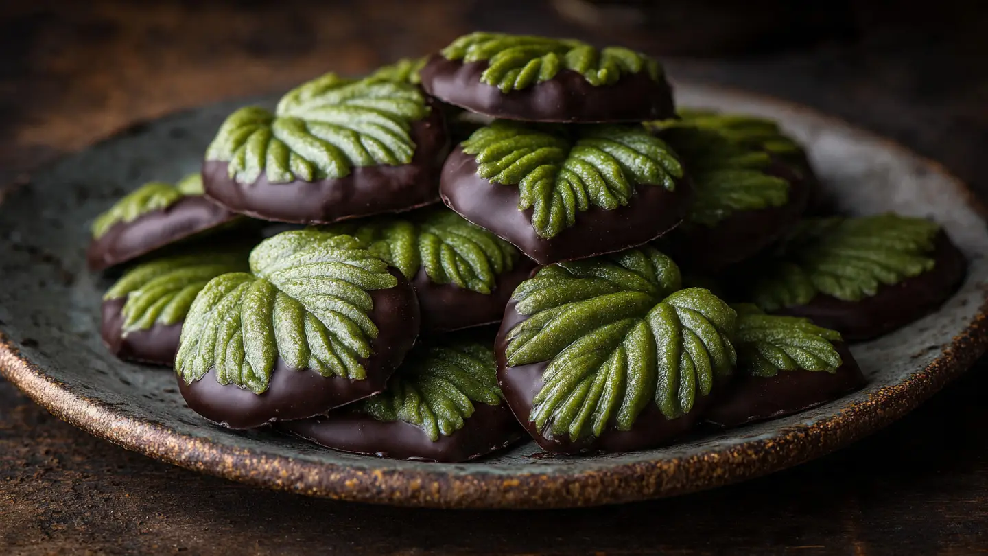 Traditional Italian Leaf Cookies with Chocolate