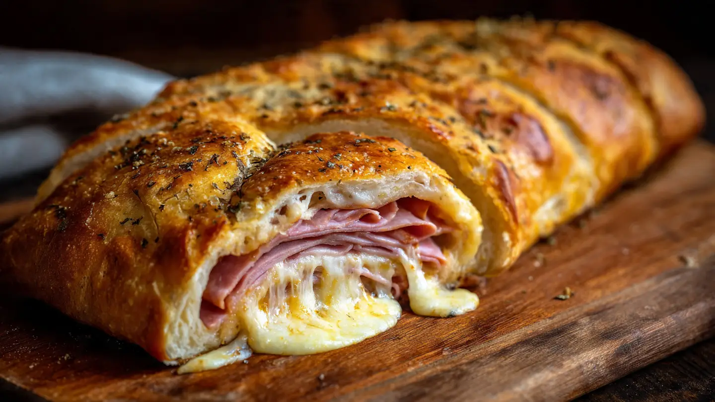 Best Ever Homemade Stromboli with Gooey Mozzarella and Ham