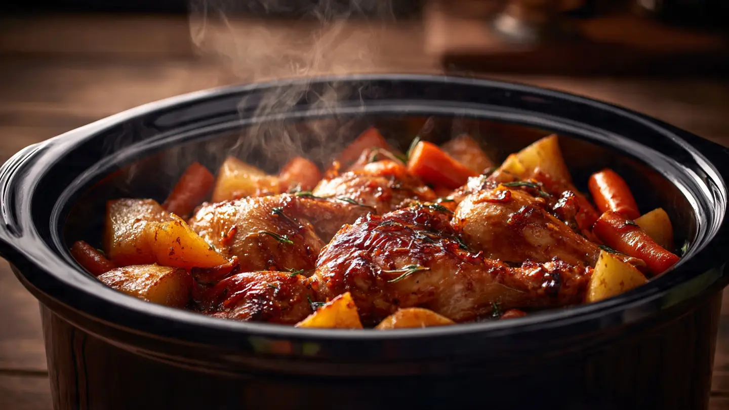 Slow Cooker Honey Garlic Chicken Veggies