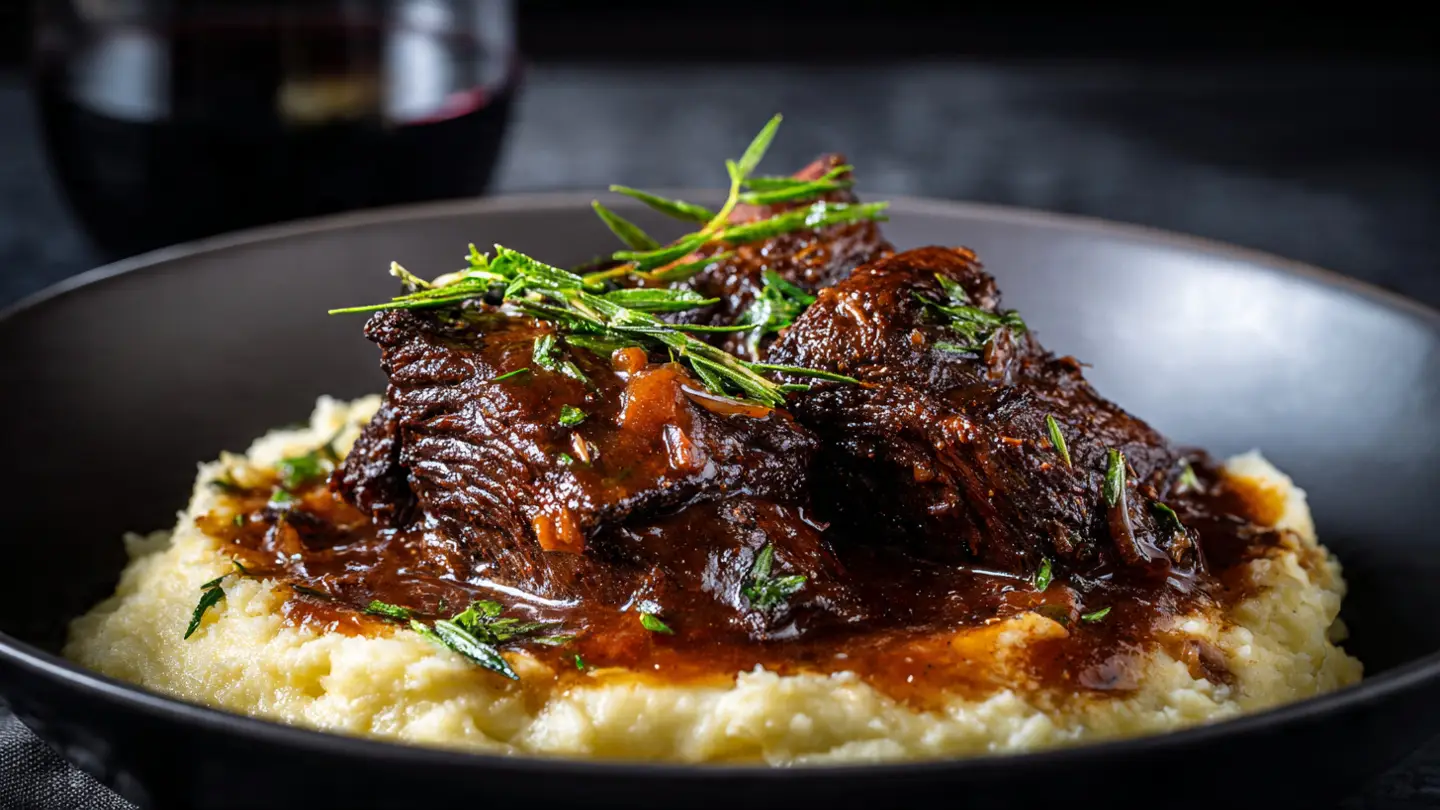 Savory Slow Cooker Red Wine Braised Short Ribs