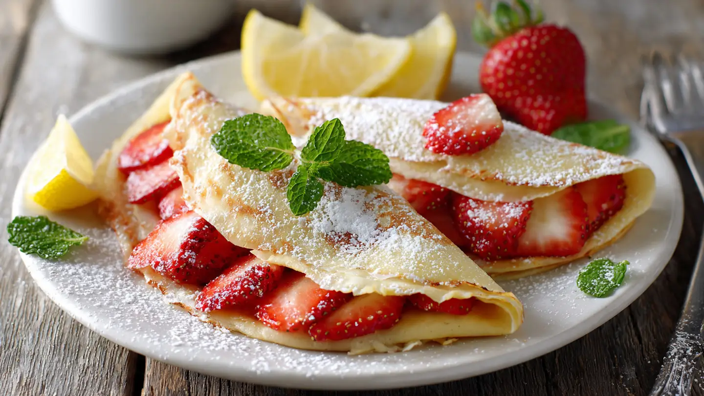 Lemon Strawberry Crepes