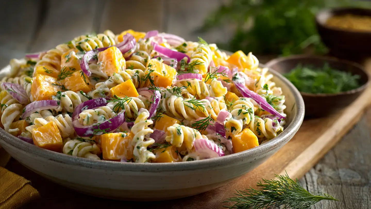 Zesty Dill Pickle Pasta Salad