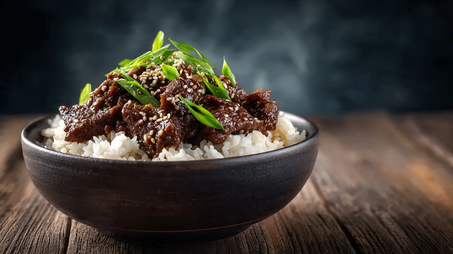 Authentic Korean Beef Bowls Served Over Fluffy Jasmine Rice