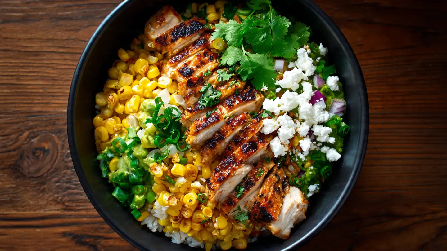 Street Corn Chicken Rice Bowl