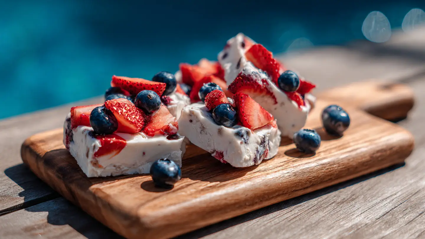 3 Ingredient Frozen Yogurt Bark with Fresh Summer Berries